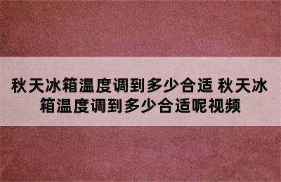 秋天冰箱温度调到多少合适 秋天冰箱温度调到多少合适呢视频